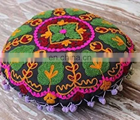 Mexican Fashion Multi Hand Embroidery Decorative Sofa Throw Round Cushion Covers