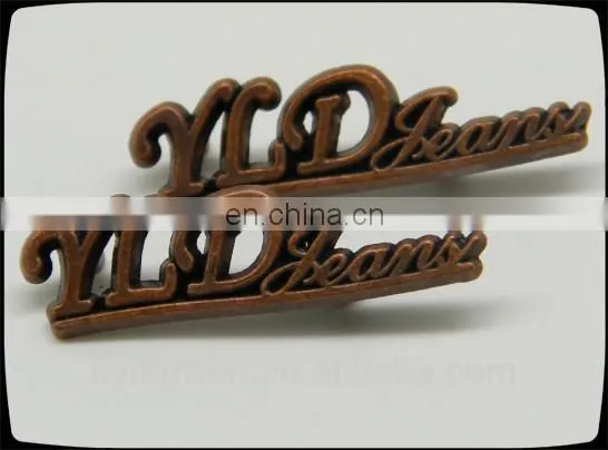 decoration painted color metal garment label, nice quality with OX-head logo zinc alloy garment label