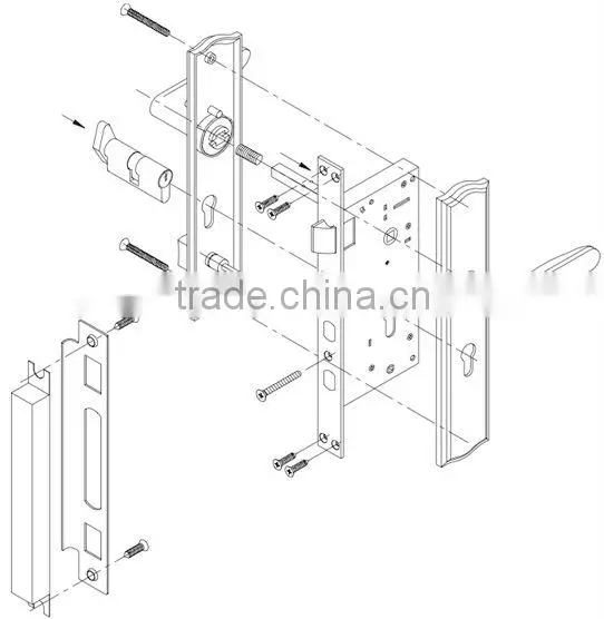LH240-6:SUS304 Lever Door Handle with Plate