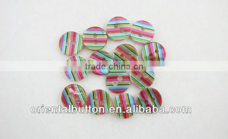 high end printing color stripe mother of pearl button for shirts
