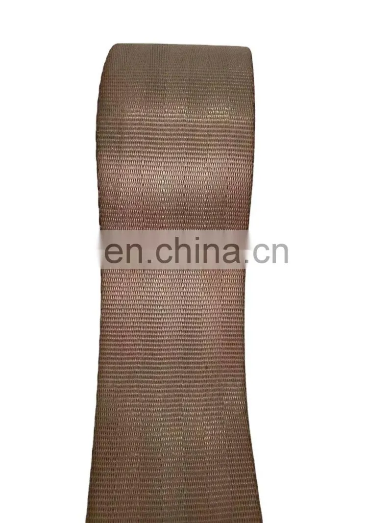 Factory OEM custom 47mm Tan color Four Twill high tenacity Polyester /Nylon webbing tape for Airplane Car seat Belt