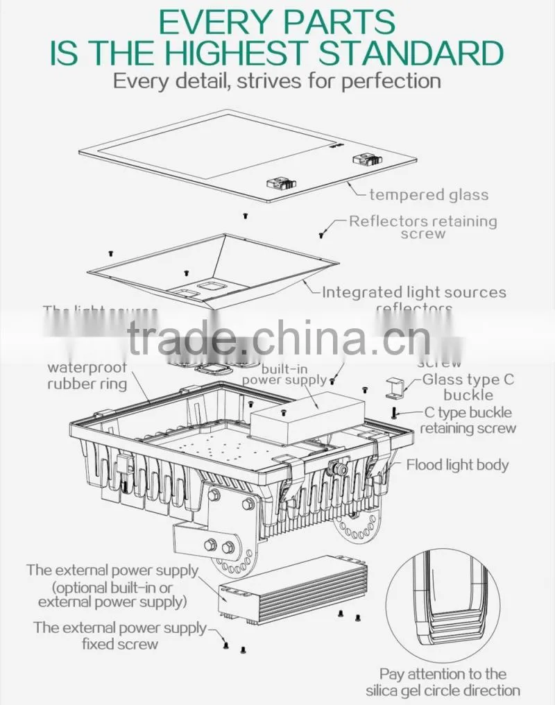 die cast aluminum led flood light housing led flood light 100w in Shenzhen manufacturer
