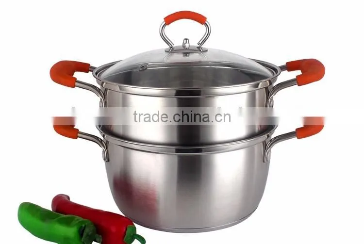 18/8 Stainless steel cookware set with silicone handle