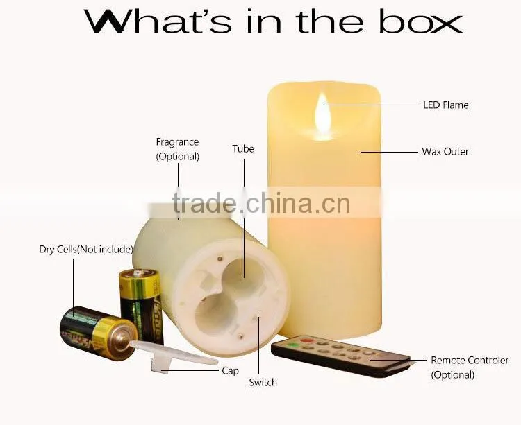 ABFGHI Lycas patented Ivory pillar flameless 3D moving flame led candle niganha