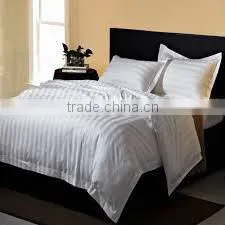 Hotel bedding set solid or white color 100% cotton stripe fabric