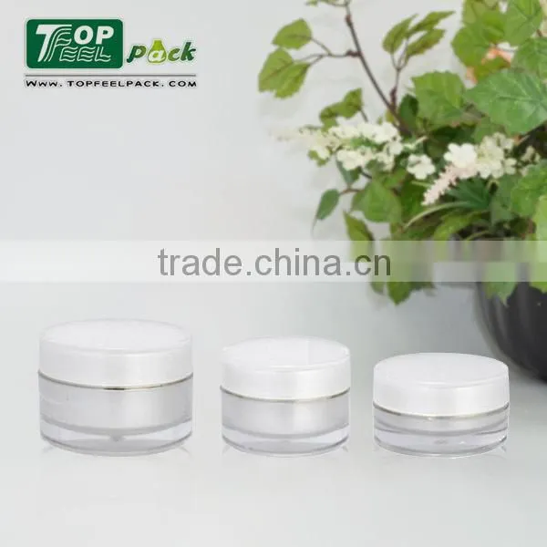 Round Clear Acrylic Cosmetic Jar with Aluminum Cap 50ml Manufacturer Made in China