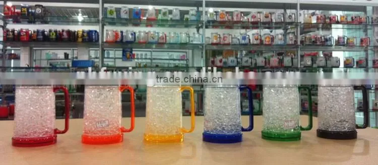 16oz BPA free plastic double wall ice mug freezer beer mug