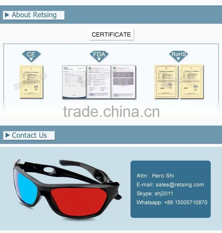 Plastic Adult Anaglyph 3D glasses, adult 3D glasses, 3D game glasses