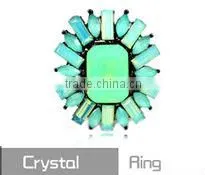 Imitation Green Gemstone Rings Fashion Alloy Rhinestone Ring