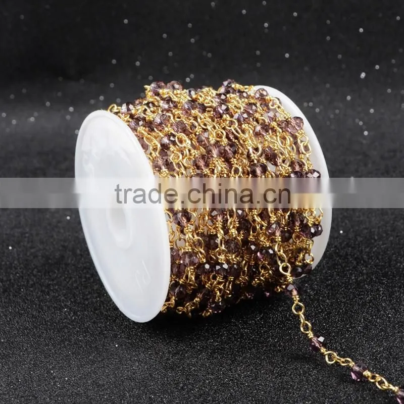 $4/meter by Trade Assurance- Natural Amethyst Stone Beaded Chain Roll-Free Shipping