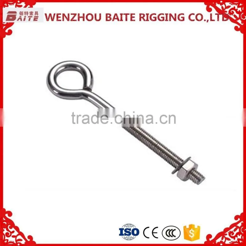 Hot Selling High Quality Stainless Steel Aisi 316 304 Eye Bolt With Nuts China Rigging Hardware Manufacture