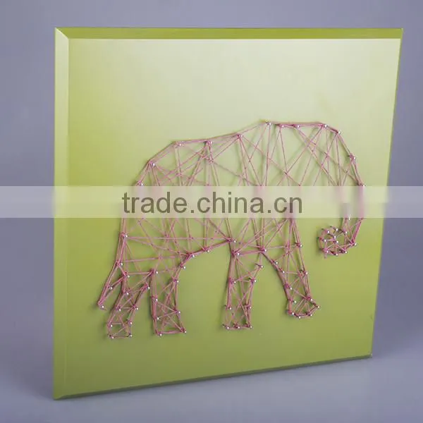 all hand-made wooden string wall art with the elephant shaped design for back to school season