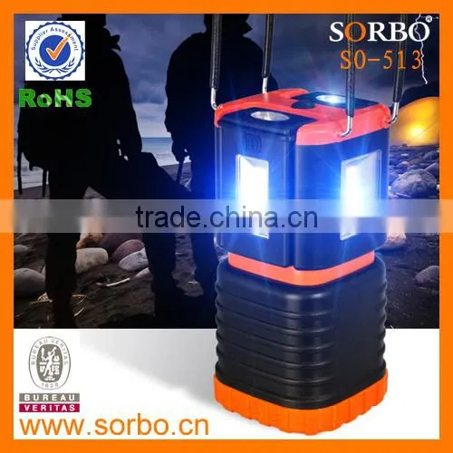 Outdoor USB 4 In 1 Rechargeable LED Spotlight Crank Camping Lantern with mobile charge