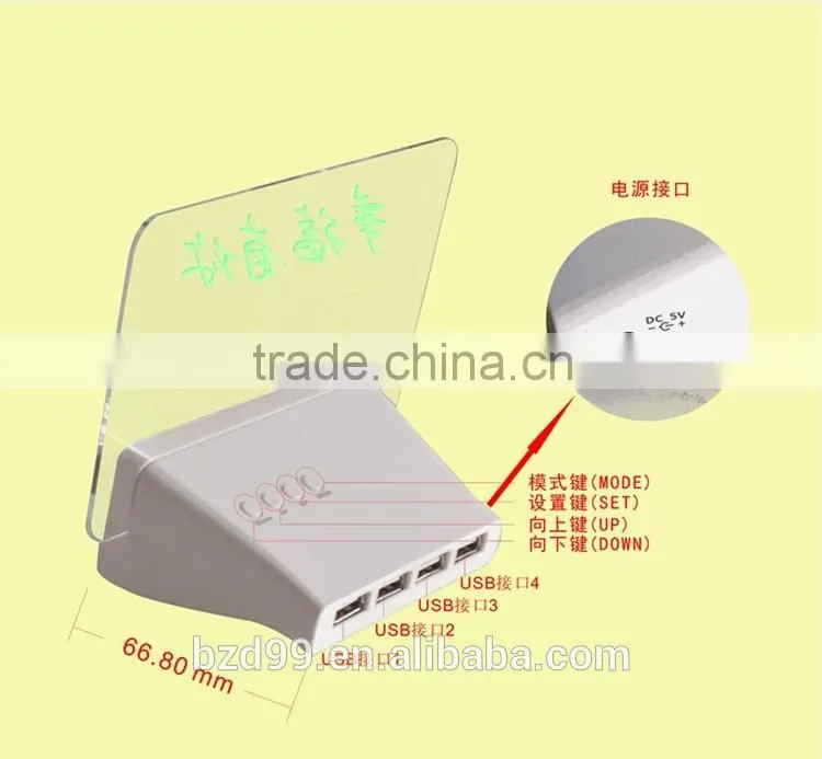 New Promotional Multi-functional USB HUB Electronic Digital Timer Transparent LCD LED Memo Board Alarm Clock