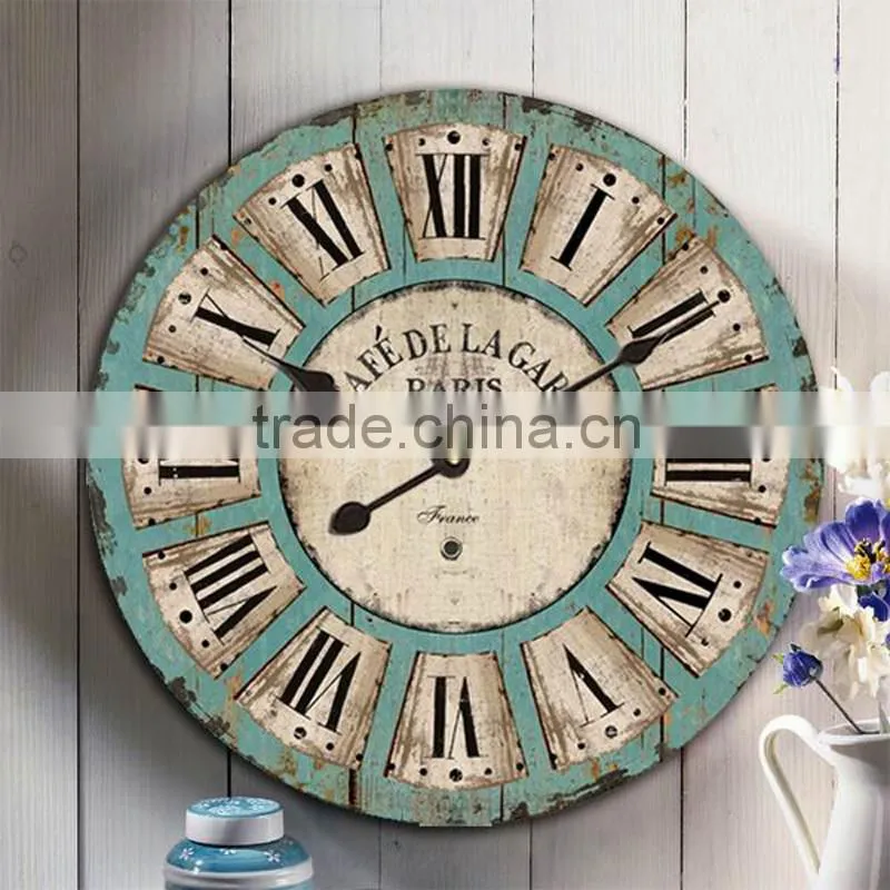 Roman style large size decorative wooden wall clock