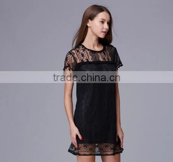 Latest design Lady's tassel sexy lace evening dress/