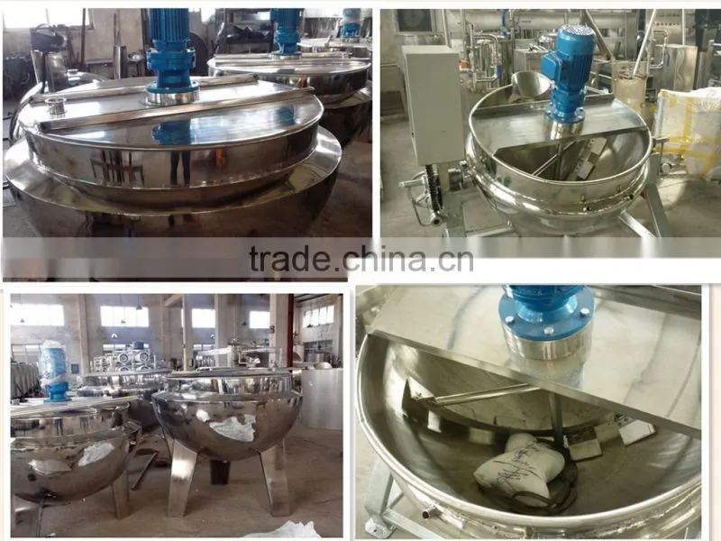 Industrial stainless steel steam jacketed kettle with agitator