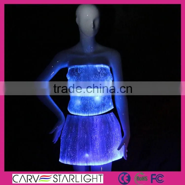 2016 new products luminous strapless top and mini skirts sets