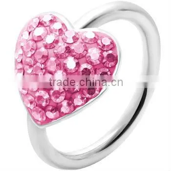16 Gauge 3/8" Red Heart Crystal Ice Captive Belly Ring