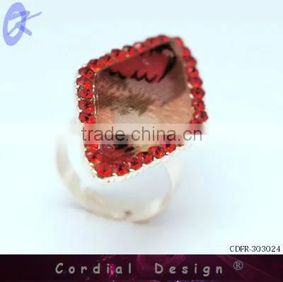 hot sale wholesale diamond pattern colour rhinestone ring