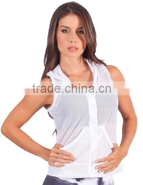 100% polyester mesh womens hoody gym jackets active jackets
