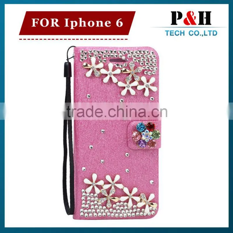 Fashion tpu+pc hybrid for iphone 6 bling wallet case