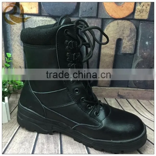 Wholesale top quality leather black army military tactical boots