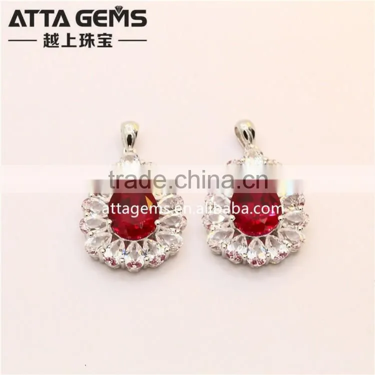 beautiful synthetic ruby sapphire 925 silver pendant for girl