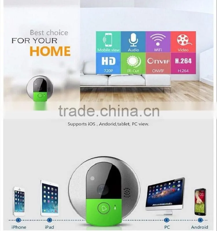 Vstarcam C95 Wireless IR Wifi Video Smart Doorbell Door Phone 720P HD Camera Support 64GB TF Storge Work With PC, IOS , Android