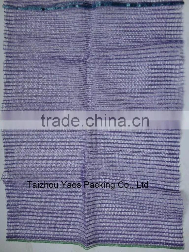 Purple PE raschel mesh bag onion rachel knitted bag