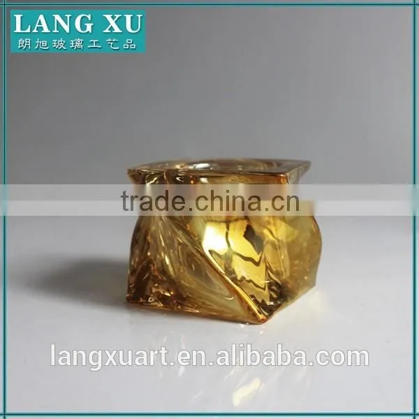 LX Mercury glass square twist tealight silver and gold candle holder
