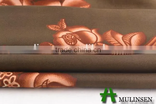 Mulinsen Textile Woven evening gown fabric, 100% polyester printed satin fabric