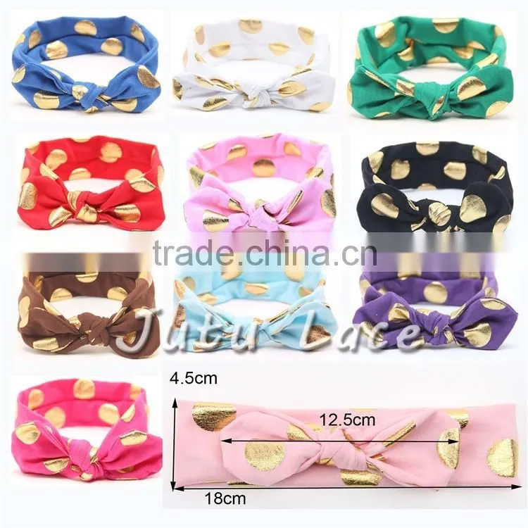 New wide fabric elastic headband flashing-polka dot hair bow headwrap-flashing bow headbands