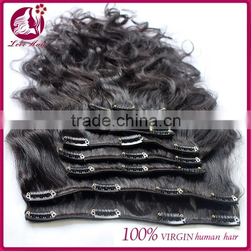 7A Grade 100% Virgin Body Wave Clip In Human Hair Extensions Wavy Eurasian Virgin Clip In Hair Extensions Human Hair Full Head