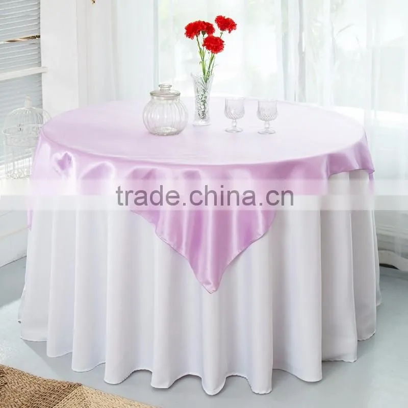 Square 145*145CM Round Satin Table Overlay For Wedding Banquet
