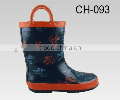 English letters kids rubber rain boots cowboy style