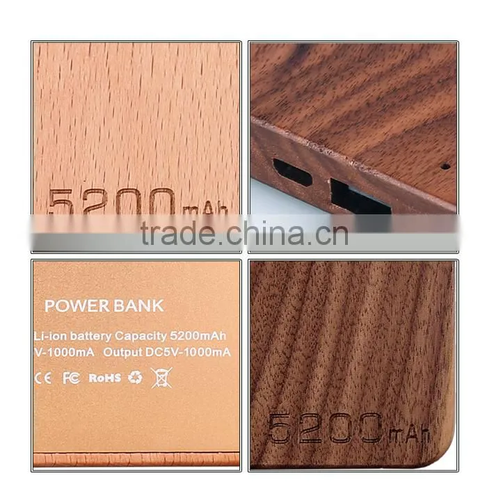 Wholesale power bank battery charger 5200mah 18650 portable power bank for raspberry pi wood digital power bank