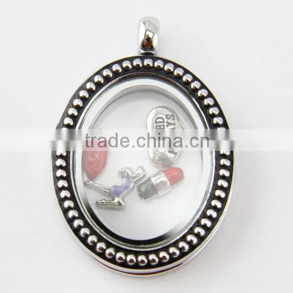 30MM round crystals locket pendant necklace
