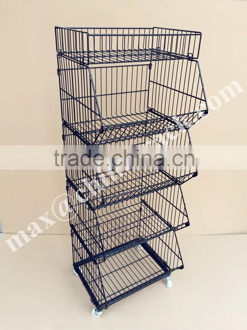 Tier Folding Snack Wire Basket Display Rack
