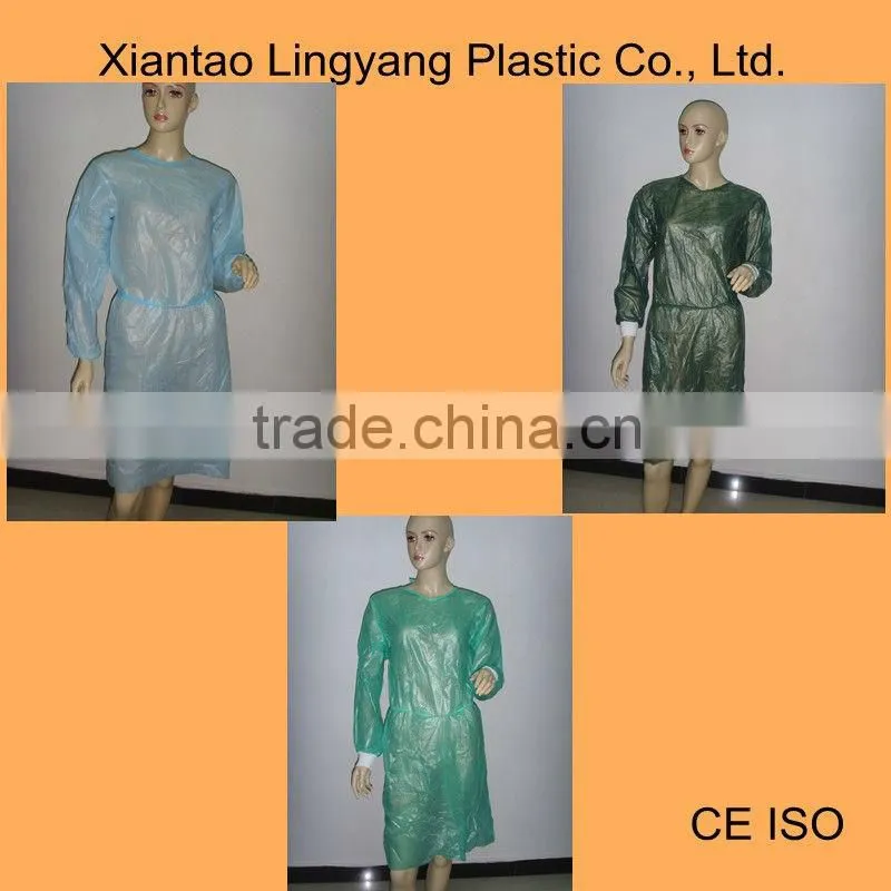 Blue PP with PE Coated surgical gown elastic cuffs