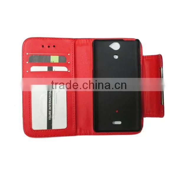 New red stylish wallet leather case cover pouch for sony xperia V LT25i