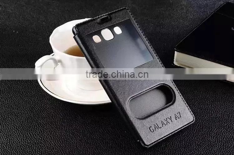 PU leather view window for Samsung Galaxy A7 case, PU leather For Galaxy A7 leather case
