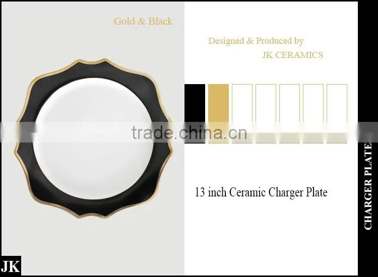 Elegant rimmed gold ceramic charger plate for wedding