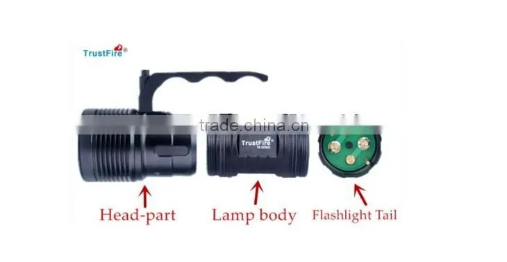 2016 Hot!!! DF009 Cree led flashlight using one CREE XHP70 , 4* 18650 rechargeable Li-Ion battery for this diving flashlight