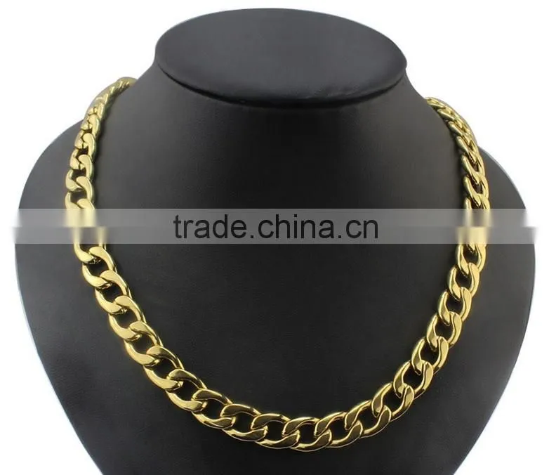 Gold color men's stainless steel chain