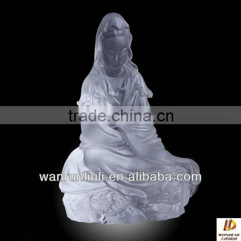 amber color crystal buddha statue of Guanyin Bodhisattva --BF006