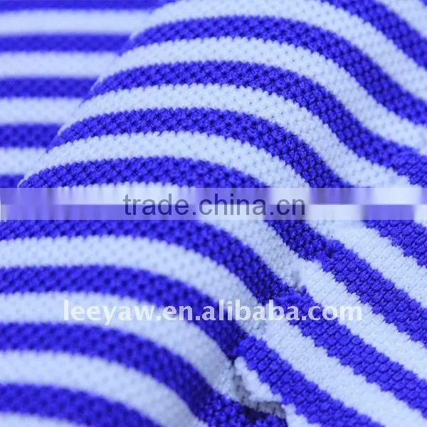 100% poly pique stripe fabric with wicking finish