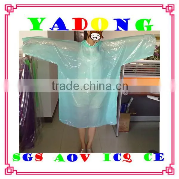 green PE raincoat/disposable emergency raincoat