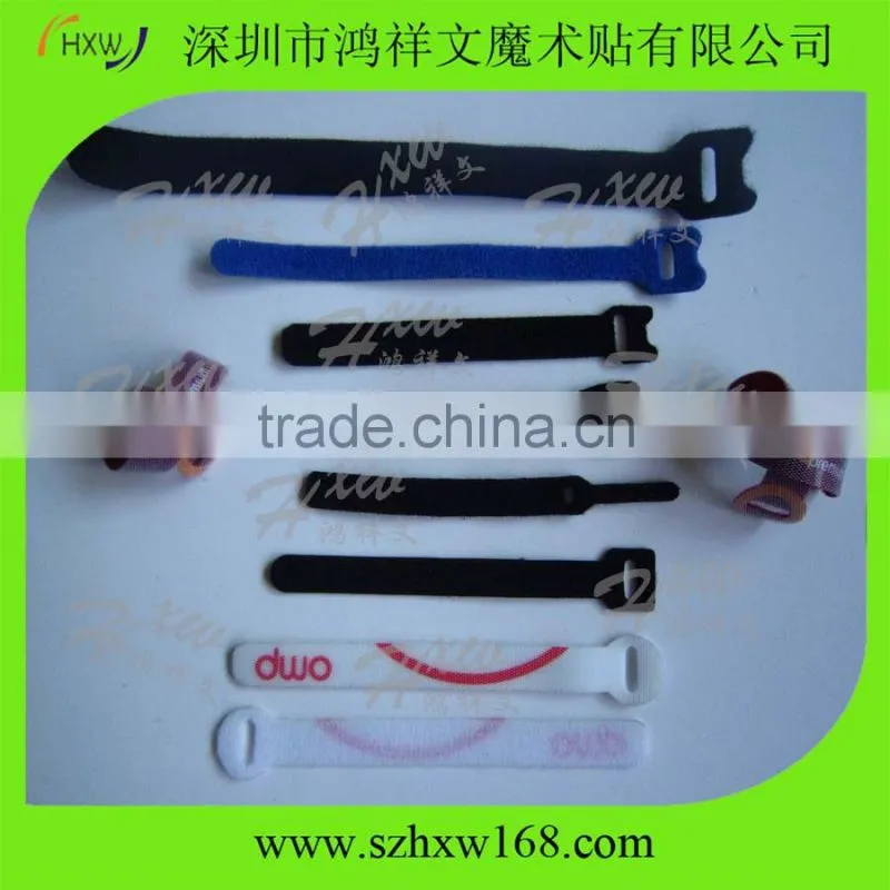 Custom hook and loop strap adjustable cable ties red color