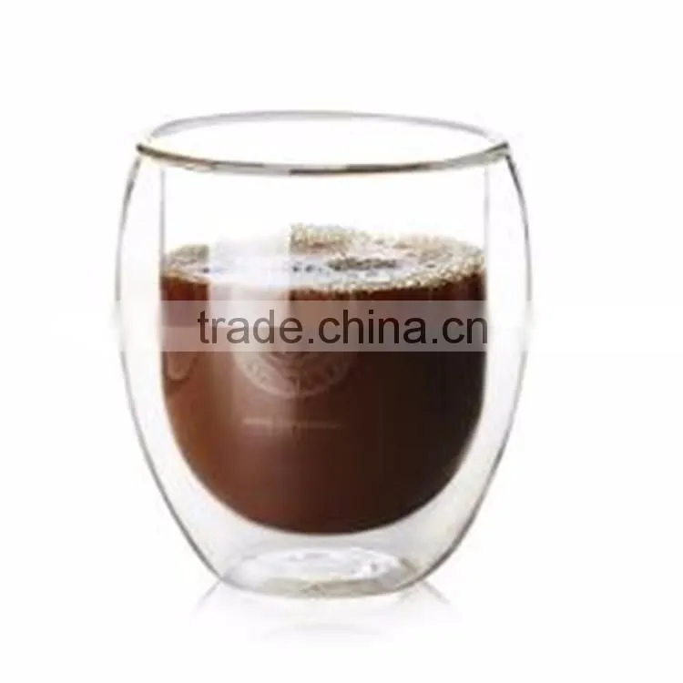 New product 400ml without handle borosilicate double wall glass ffee juice glass cup